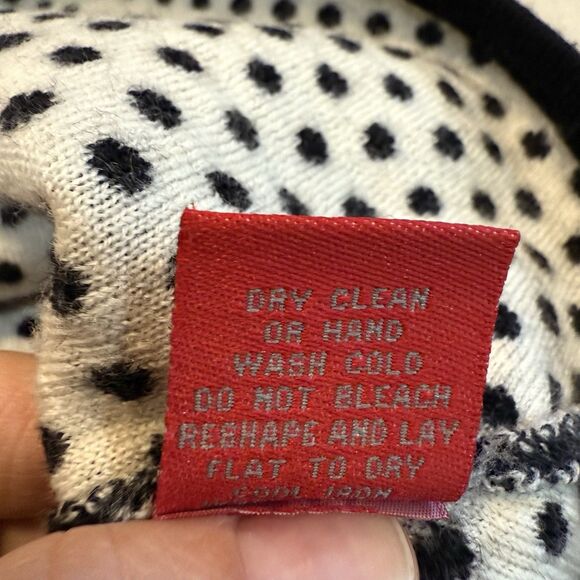 Krimson Klover Merino Wool Skirt Large Black White Polk Dot Knit Elastic Waist - Picture 6 of 7